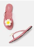 ZORIWORLD Floral BAHAMAS Red Summer Flats for Resort Wear and Vacations
